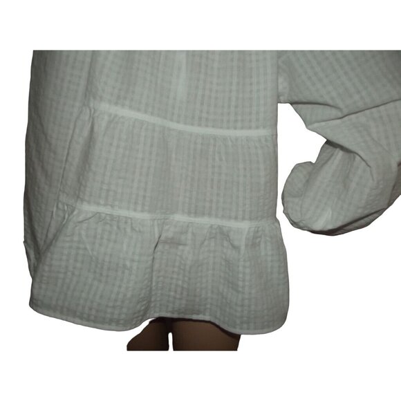 Old Navy Blouse Women Large White Babydoll boho tiered empire peasant top v-neck - Picture 11 of 12